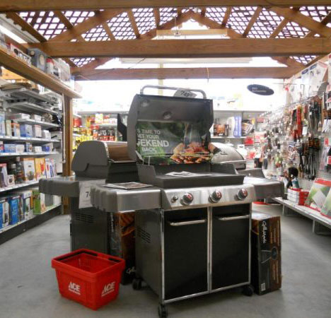 Grills located inside hardware store