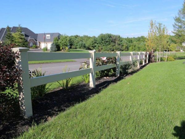 vinyl rail fencing around property